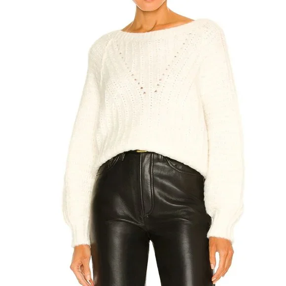 Free People Size S Carter Pullover Sweater Color Ivory MSRP $98 - Picture 1 of 13